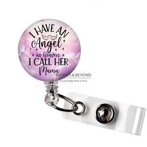 I Have an Angel in Heaven I Call Her Mama Badge Reel | Memorial ID Holder